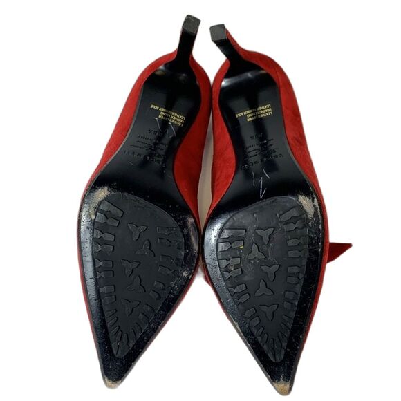 Creazione Taccetti Italian Red Suede Bow Detail Pointed Toe Heels Size 38.5/8US - Picture 6 of 15